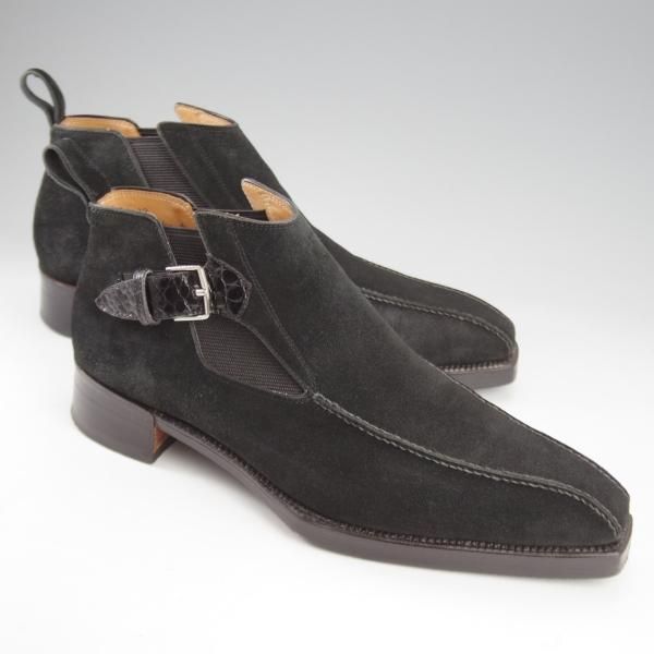 極上★(浅草)ギルド・オブ・クラフツ US6.5D程度【税込上代￥330,000-★最上級/フルハンドメイド】サイドゴアブーツ/クロコ/黒★k954