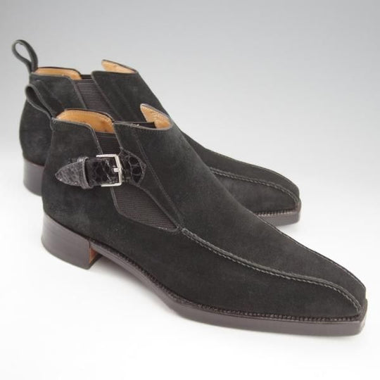 極上★(浅草)ギルド・オブ・クラフツ US6.5D程度【税込上代￥330,000-★最上級/フルハンドメイド】サイドゴアブーツ/クロコ/黒★k954