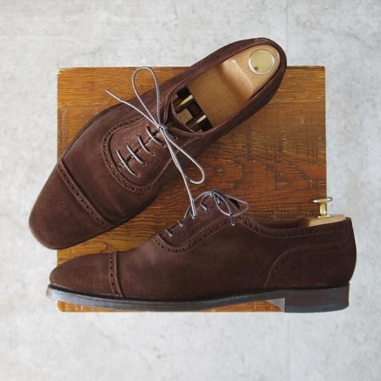 極上★クロケット&ジョーンズ 6.5D【ハンドグレードライン★ALBANY/337ラスト】クォーターブローグ/スエード/濃茶/Crockett&Jones★k955