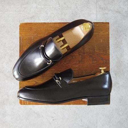 未使用★(伊)タニノクリスチー SIZE 5.5【デッドストック品★ビットローファー/黒】スリッポン/カーフ/メンズ/TANINO CRISCI★k962