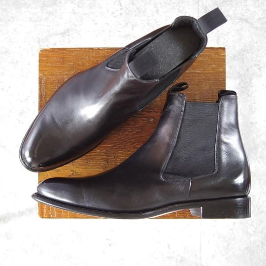 極美品★シェットランドフォックス SIZE 7.5【定価￥61,600-★ボートン/サイドゴアブーツ/071F】カーフ/黒/メンズ/Shetlandfox★k985