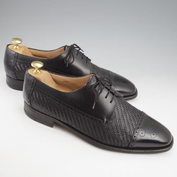 極上★(伊)タニノクリスチー SIZE 9【定価10万円以上★セミブローグ/黒】カーフ×イントレチャート/メンズ/TANINO CRISCI★k998