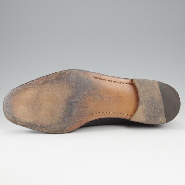 極上★(伊)タニノクリスチー SIZE 9【定価10万円以上★セミブローグ/黒】カーフ×イントレチャート/メンズ/TANINO CRISCI★k998