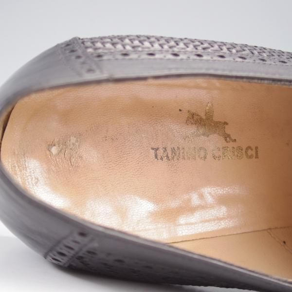 極上★(伊)タニノクリスチー SIZE 9【定価10万円以上★セミブローグ/黒】カーフ×イントレチャート/メンズ/TANINO CRISCI★k998
