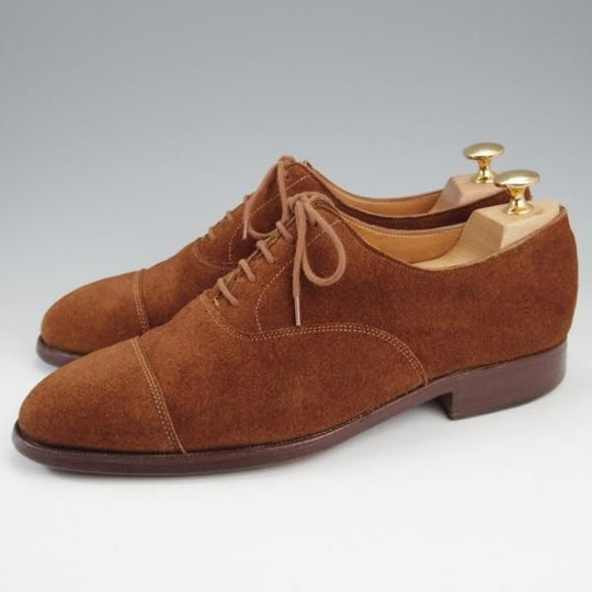 極上★クロケット&ジョーンズ 7.5D【バーニーズNY別注★ストレートチップ/297ラスト】スエード/茶/メンズ/Crockett&Jones★k999