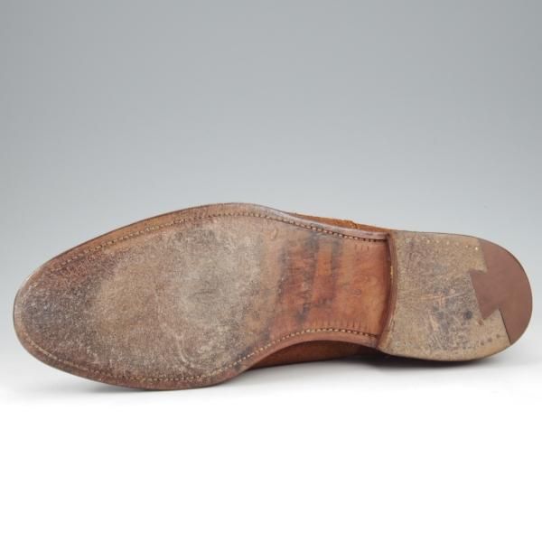 極上★クロケット&ジョーンズ 7.5D【バーニーズNY別注★ストレートチップ/297ラスト】スエード/茶/メンズ/Crockett&Jones★k999