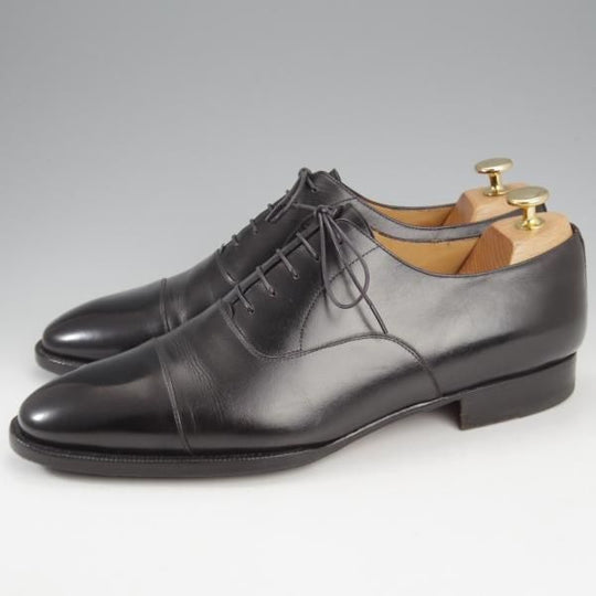 美品★(伊)エンツォ・ボナフェ SIZE 9【ハンドソーンウェルテッド製法★ストレートチップ】カーフ/黒/メンズ/Enzo Bonafe★l014