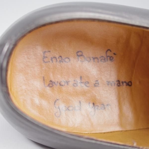 美品★(伊)エンツォ・ボナフェ SIZE 9【ハンドソーンウェルテッド製法★ストレートチップ】カーフ/黒/メンズ/Enzo Bonafe★l014