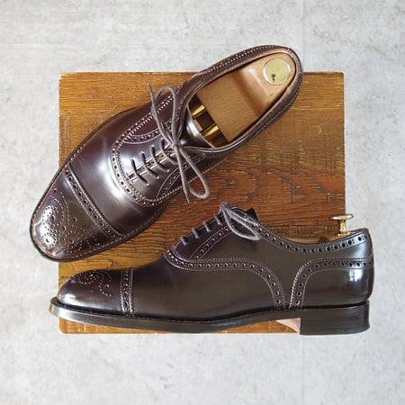極美品★(英)チーニー 6F【モデル定価￥88,000-★WILFRED/ウィルフレッド】125ラスト/セミブローグ/ANTIQUE WALNUT/濃茶/CHEANEY★l015
