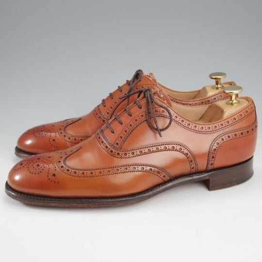 極美品★(英)チーニー 7.5F【定価￥82,500-★ARTHUR 3/アーサー/125ラスト】フルブローグ/カーフ/茶/メンズ/CHEANEY★l016