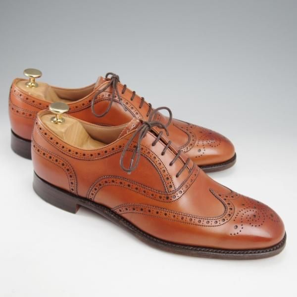 極美品★(英)チーニー 7.5F【定価￥82,500-★ARTHUR 3/アーサー/125ラスト】フルブローグ/カーフ/茶/メンズ/CHEANEY★l016