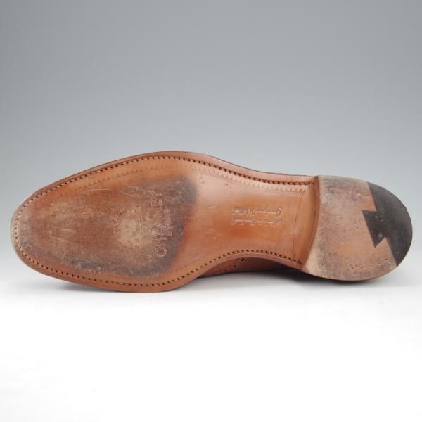 極美品★(英)チーニー 7.5F【定価￥82,500-★ARTHUR 3/アーサー/125ラスト】フルブローグ/カーフ/茶/メンズ/CHEANEY★l016