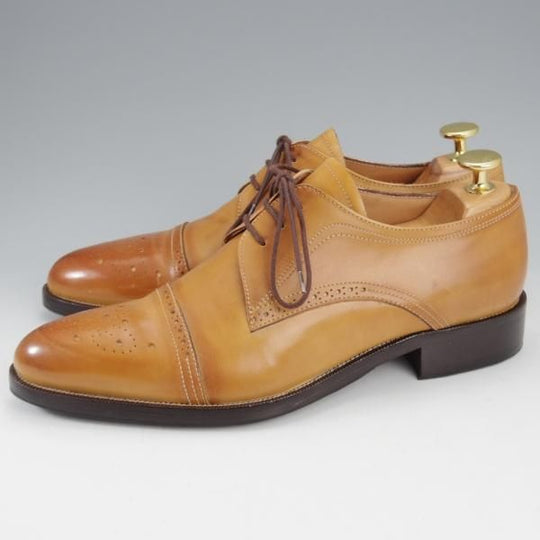 ★(伊)ブランキーニ・カルツォレリア(レディース) SIZE 37程度【最上級ライン★BRANCHINI CALZOLERIA】セミブローグ/カーフ/薄茶★l020