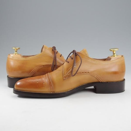★(伊)ブランキーニ・カルツォレリア(レディース) SIZE 37程度【最上級ライン★BRANCHINI CALZOLERIA】セミブローグ/カーフ/薄茶★l020
