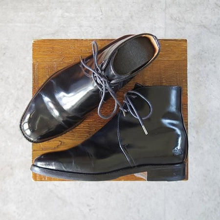 極上★(英)SANDERS/サンダース(レディース) SIZE 4【ミリタリーコレクション★ジョージブーツ/1220B】黒/ポリッシュレザー★l022