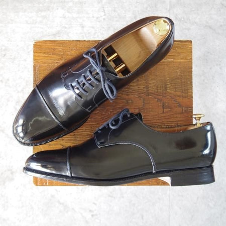 極上★チャーチ 95F/UK9.5【旧チャーチ★ブックバインダーカーフ/BURFORD/3都市ロゴ】84ラスト/ストレートチップ/黒/Church's★l025