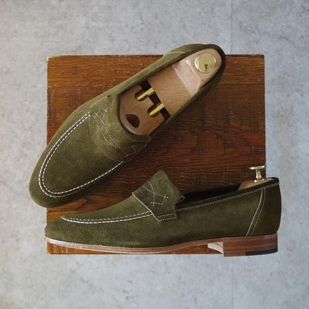 未使用★ジョンロブ 6E【現行定価￥154,000-★ローファー/YARDLEY】8695ラスト/スリッポン/スエード/DEEP GREEN/メンズ/JOHN LOBB★l028