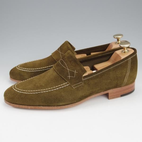 未使用★ジョンロブ 6E【現行定価￥154,000-★ローファー/YARDLEY】8695ラスト/スリッポン/スエード/DEEP GREEN/メンズ/JOHN LOBB★l028