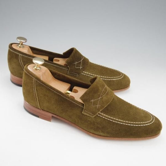 未使用★ジョンロブ 6E【現行定価￥154,000-★ローファー/YARDLEY】8695ラスト/スリッポン/スエード/DEEP GREEN/メンズ/JOHN LOBB★l028