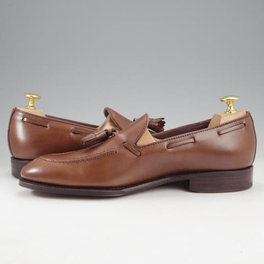 未使用★(スペイン製)カルミナ SIZE 6.5【定価￥79,200-★タッセルローファー/80215】UETAMラスト/カーフ/茶/メンズ/CARMINA★l031