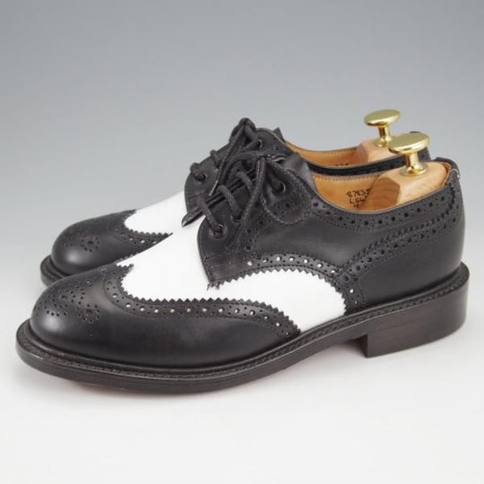 未使用★トリッカーズ(レディース) SIZE 4【モデル定価￥121,000-★フルブローグ/BOURTON】L5633/フルブローグ/黒×白/Tricker's★l032