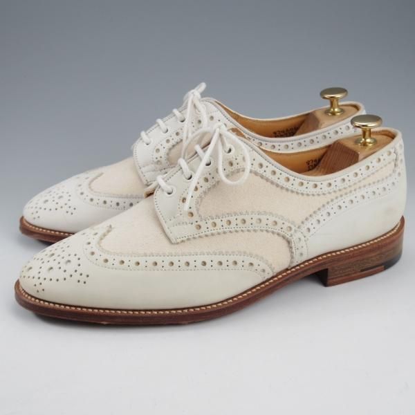 未使用★トリッカーズ SIZE 8【バートン同系モデル★BOWOOD/カントリーシューズ】M6973/ヌバック×キャンバス/白/Tricker's★l054