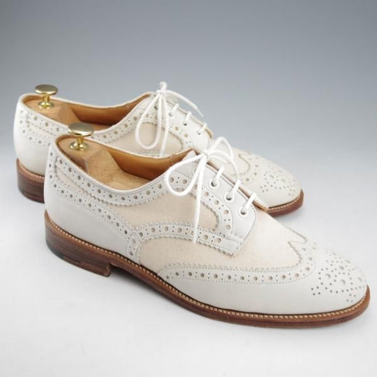 未使用★トリッカーズ SIZE 8【バートン同系モデル★BOWOOD/カントリーシューズ】M6973/ヌバック×キャンバス/白/Tricker's★l054