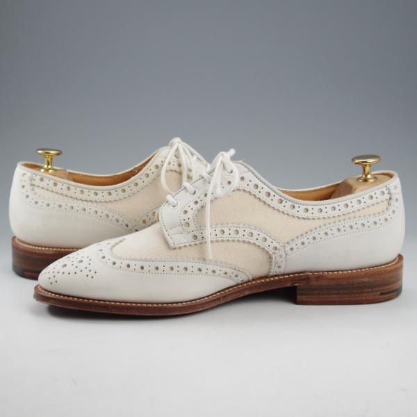 未使用★トリッカーズ SIZE 8【バートン同系モデル★BOWOOD/カントリーシューズ】M6973/ヌバック×キャンバス/白/Tricker's★l054