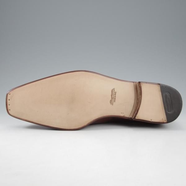 未使用★(伊)サントーニ SIZE 5【茶〜濃茶系パティーヌ★オックスフォードシューズ/6888】カーフ/メンズ/Santoni★l055