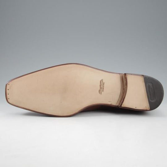 未使用★(伊)サントーニ SIZE 5【茶〜濃茶系パティーヌ★オックスフォードシューズ/6888】カーフ/メンズ/Santoni★l055