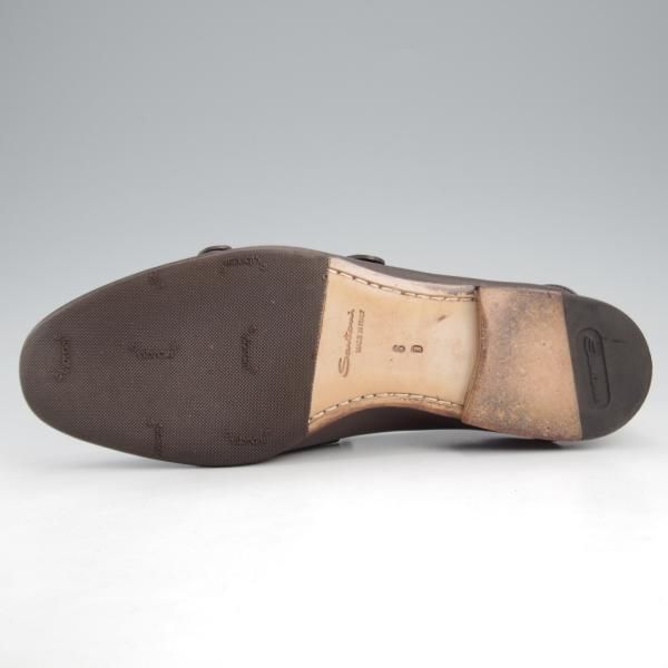 極美品★(伊)サントーニ SIZE 6【貴重★2WAYデザイン/ダブルバックル/ローファー×ミュール】CARLOSラスト/茶×濃茶/Santoni★l067