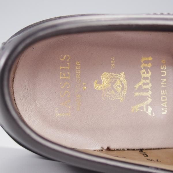 極美品★オールデン 7.5E【現行定価20万円以上★(香港)TASSELS別注/コードバン/987】ヴァンラスト/コインローファー/黒/ALDEN★l071