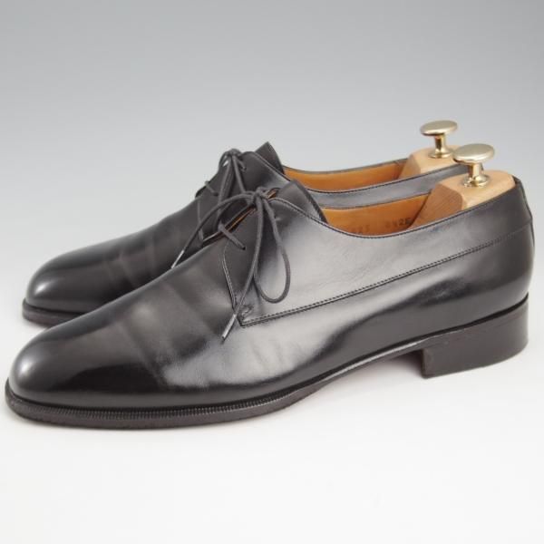 極上★(伊)サルヴァトーレ・フェラガモ 8.5EE【★Vフロント/プレーントゥ/黒】カーフ/メンズ/Salvatore Ferragamo★l077