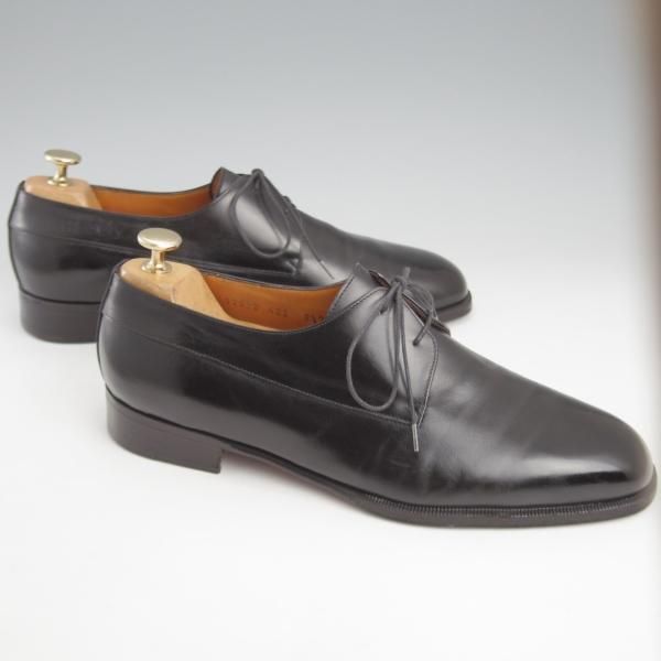 極上★(伊)サルヴァトーレ・フェラガモ 8.5EE【★Vフロント/プレーントゥ/黒】カーフ/メンズ/Salvatore Ferragamo★l077