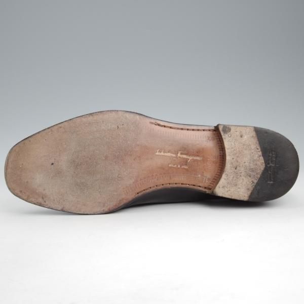 極上★(伊)サルヴァトーレ・フェラガモ 8.5EE【★Vフロント/プレーントゥ/黒】カーフ/メンズ/Salvatore Ferragamo★l077