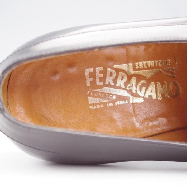 極上★(伊)サルヴァトーレ・フェラガモ 8.5EE【★Vフロント/プレーントゥ/黒】カーフ/メンズ/Salvatore Ferragamo★l077