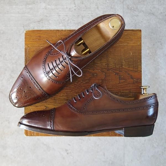 極上★Oriental/オリエンタル SIZE 8【定価￥59,400-★ベベルドグッドイヤー/セミブローグ】カーフ/濃茶/メンズ★l093