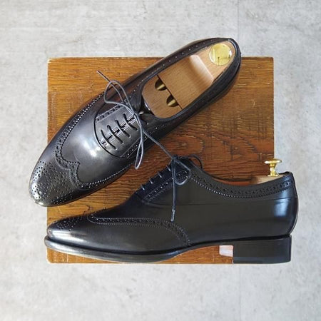 未使用★(伊)サントーニ SIZE 5.5【★フルブローグ/15844】カーフ/黒/メンズ/Santoni★l094