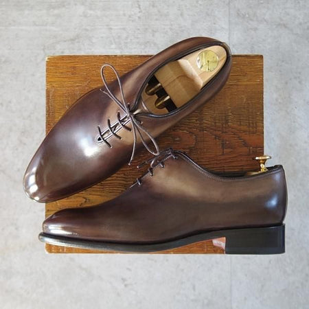 未使用★(伊)サントーニ SIZE 5.5【上級★グッドイヤーウェルテッド製法/16503】ホールカット/カーフ/濃茶/メンズ/Santoni★l096