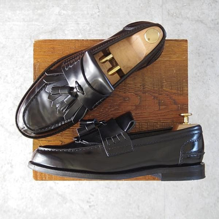 極美品★チャーチ 75F/UK7.5【★キルトタッセル/OREHAM/オレハム】126ラスト/ビーフロール/タッセルローファー/黒/メンズ/Church's★l102