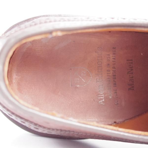 極美品★(米)アレンエドモンズ 8.5D【現行定価8.5万円程度★MacNeil/マクニール】ロングウイング/カーフ/茶/ALLEN EDMONDS★l104