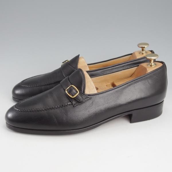 極上★(伊)タニノクリスチー SIZE 8【定価10万円以上★ストラップローファー/黒】スリッポン/カーフ/メンズ/TANINO CRISCI★l111