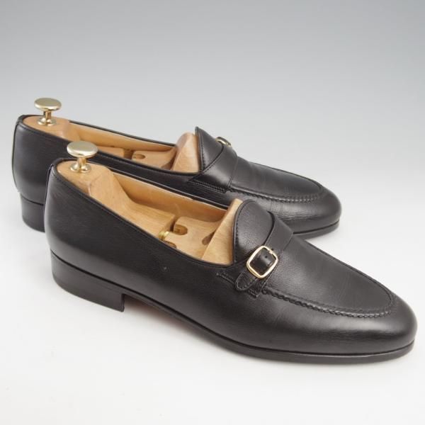 極上★(伊)タニノクリスチー SIZE 8【定価10万円以上★ストラップローファー/黒】スリッポン/カーフ/メンズ/TANINO CRISCI★l111