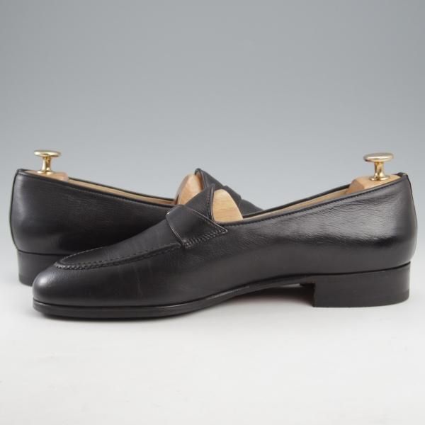 極上★(伊)タニノクリスチー SIZE 8【定価10万円以上★ストラップローファー/黒】スリッポン/カーフ/メンズ/TANINO CRISCI★l111