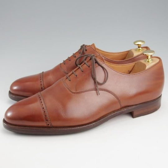 極上★クロケット&ジョーンズ UK9/US9.5E【★(米)ラルフローレン別注/Ralph Lauren】パンチドキャップトゥ/カーフ/茶/Crockett&Jones★l137