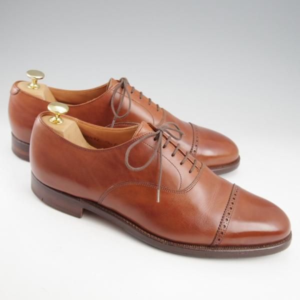 極上★クロケット&ジョーンズ UK9/US9.5E【★(米)ラルフローレン別注/Ralph Lauren】パンチドキャップトゥ/カーフ/茶/Crockett&Jones★l137