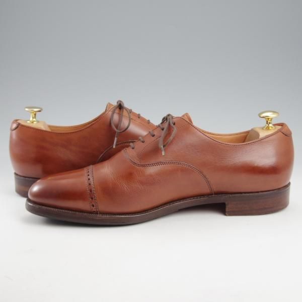 極上★クロケット&ジョーンズ UK9/US9.5E【★(米)ラルフローレン別注/Ralph Lauren】パンチドキャップトゥ/カーフ/茶/Crockett&Jones★l137