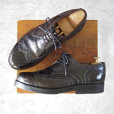 極上★(独)ハインリッヒ・ディンケラッカー SIZE 7【モデル定価￥193,600-★コードバン仕様/RIO/リオ】フルブローグ/黒/メンズ★l146