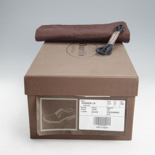 未使用★チャーチ 75G/UK7.5【定価￥181,500-★ライトウェイトソール/SHANNON LW】シャノン/103ラスト/プレーントゥ/黒/Church's★l151
