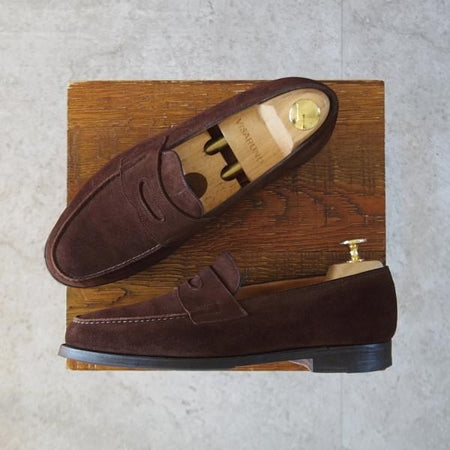 極上★ジョンロブ 5E【現行定価￥239,800-★ロペス/LOPEZ】4395ラスト/コインローファー/スエード/濃茶/メンズ/JOHN LOBB★l156